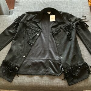 Forever 21 Black Jacket with Fringe Details